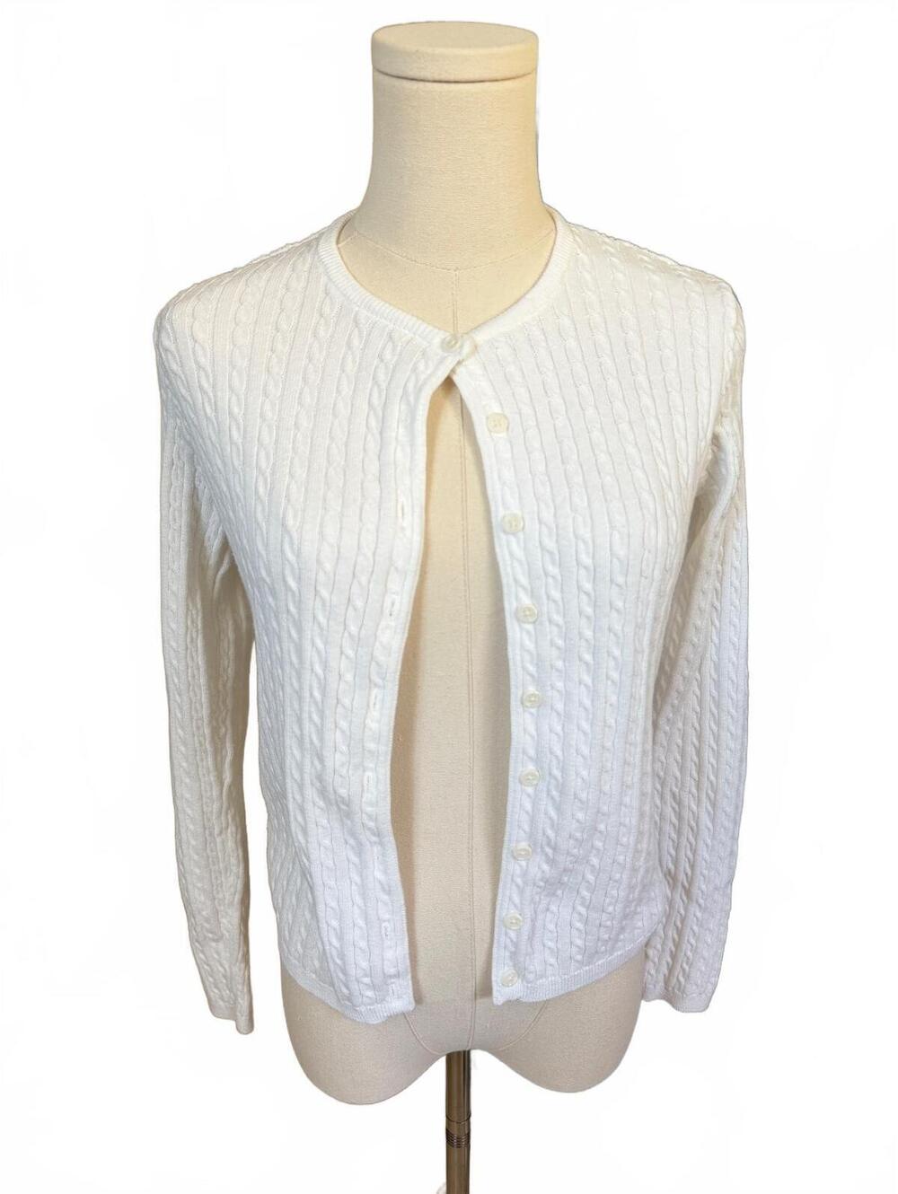 Brandy Melville White Cable Knit Button-Up Cardigan
